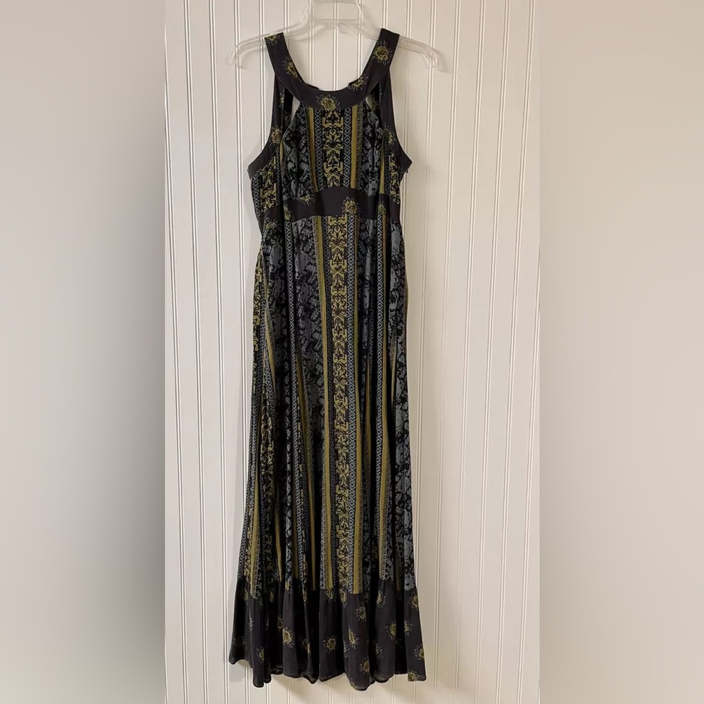Free People Black and Gold Maxi Dress
